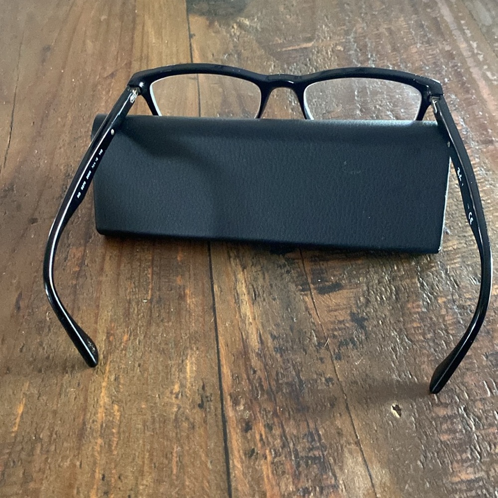 Ray Ban, Shiny (not matte) Black Rectangular Glasses with Case - Picture 5 of 5